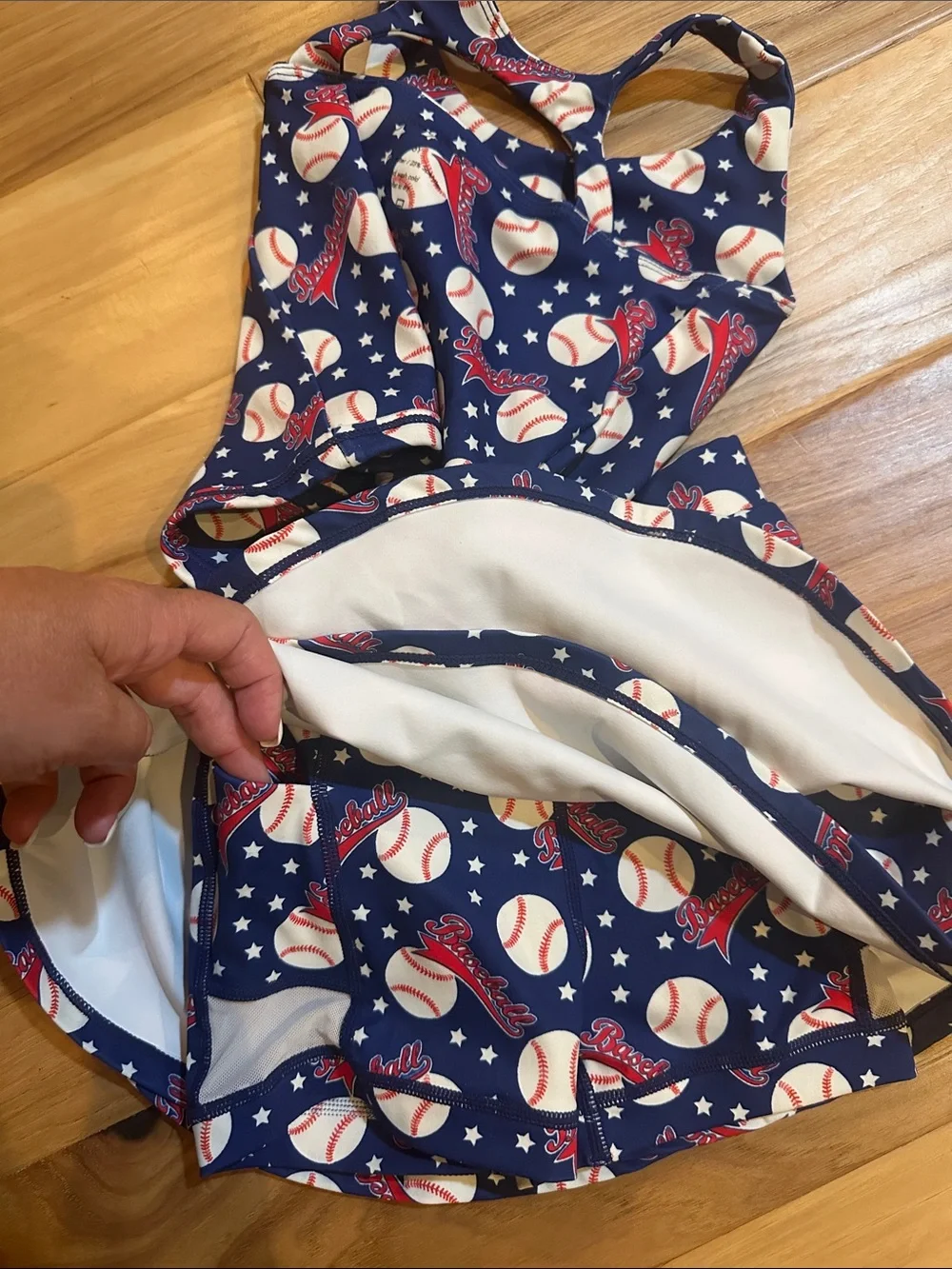 SweetHoney Navy, Red & White Baseball Print Girls Skort Set